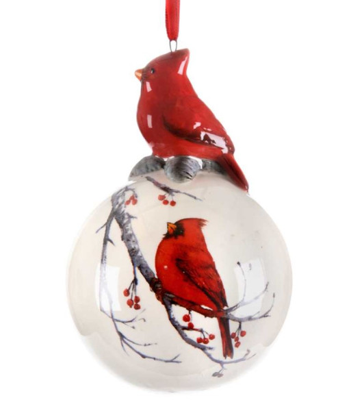 Ornement, boule de porcelaine, avec design cardinal