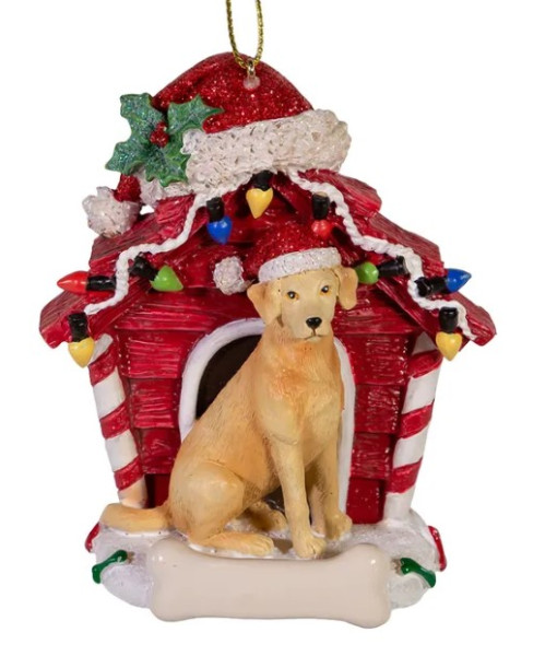 Yellow Lab Ornament with Doghouse