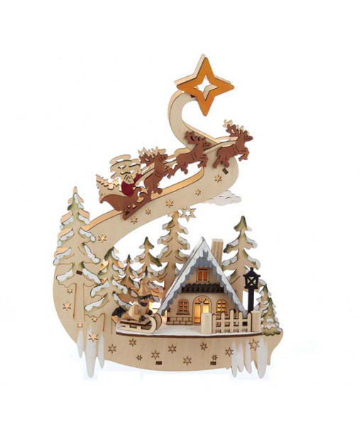 Christmas Village with Santa in Sleigh