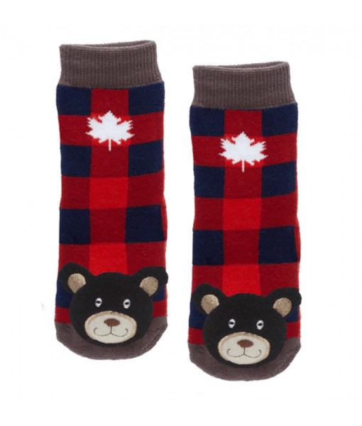 Plaid Black Bear Baby Socks