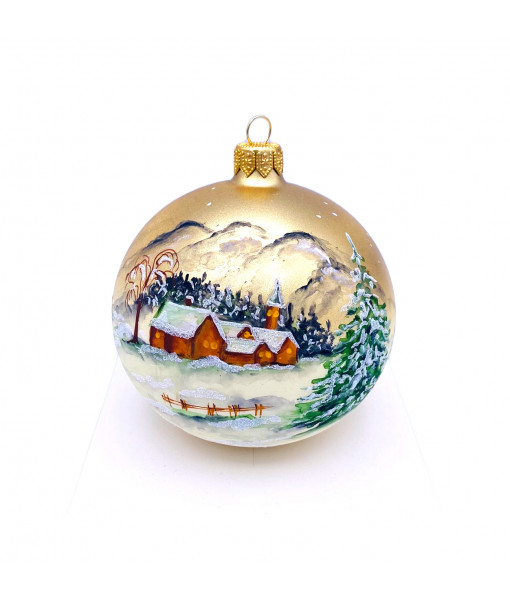 Houses in the snow Glass Ornament