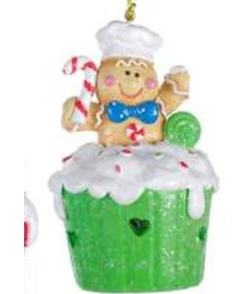 Ornament, Gingerbread man on cupcake