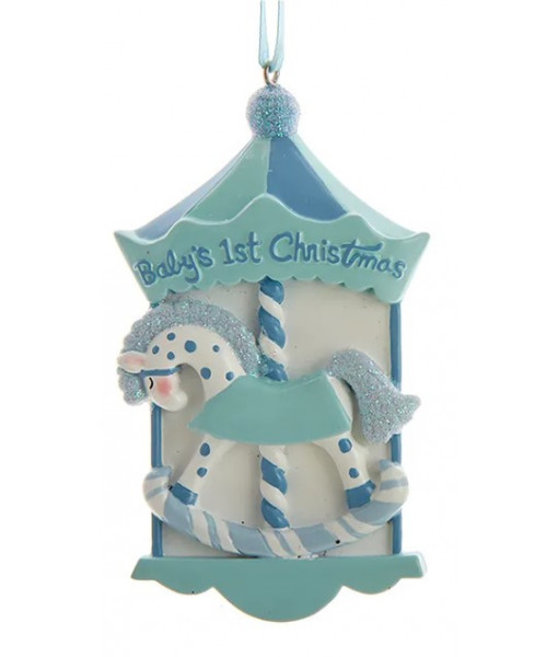''Baby's 1st Christmas'' Blue Carousel Ornament