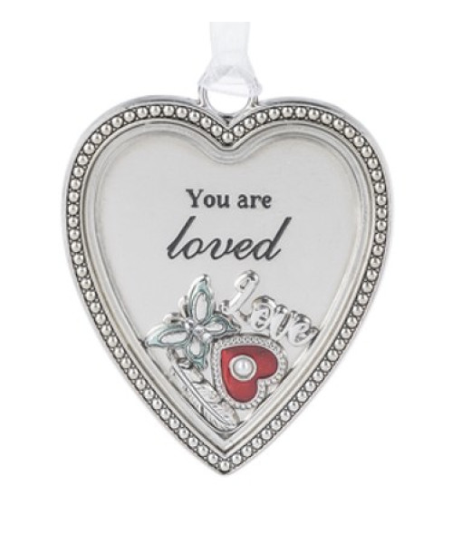Zinc Heart ornament, with message of Love