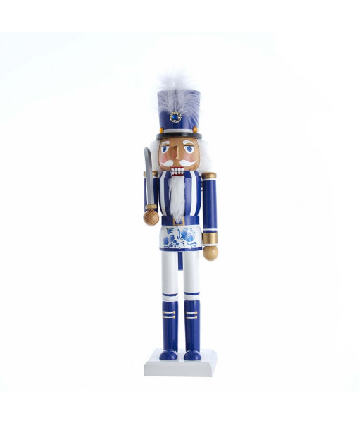 Blue and White Nutcracker with Sword