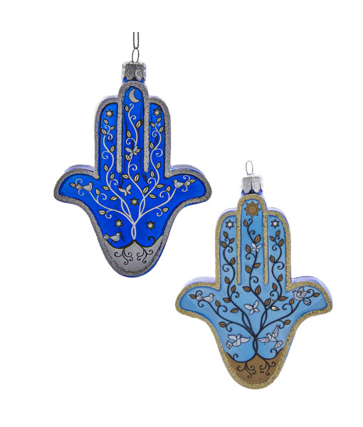 Hanukkah Hamsa Glass Ornament
