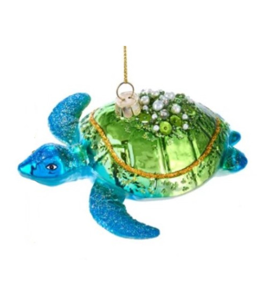 Glass Ornament, Blue/grn Sea Turtle