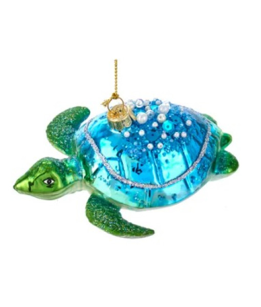 Glass Ornament, Blue/grn Sea Turtle