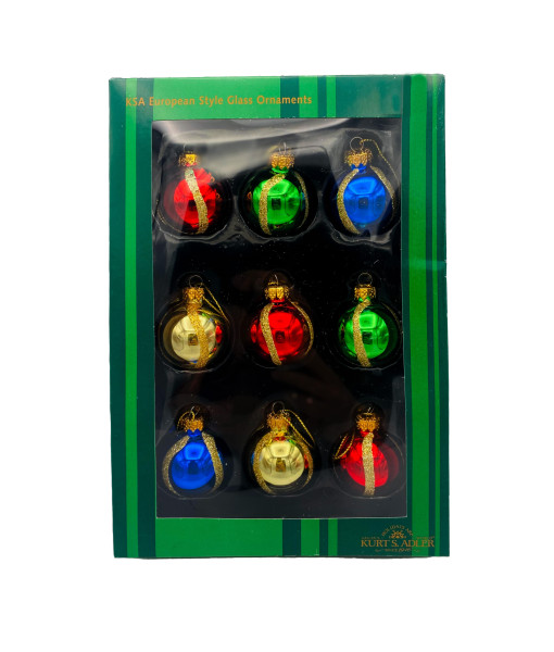 Miniature Gold Glitter Swirled Glass Ball Ornaments