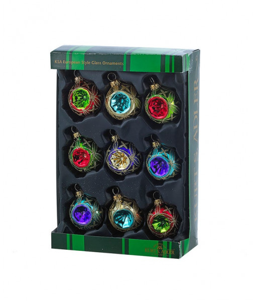 45MM Miniature Multicolored Glass Reflector Ornaments