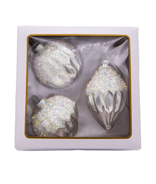 Round, Onion and Filial Style Silver ball ornaments, 80mm