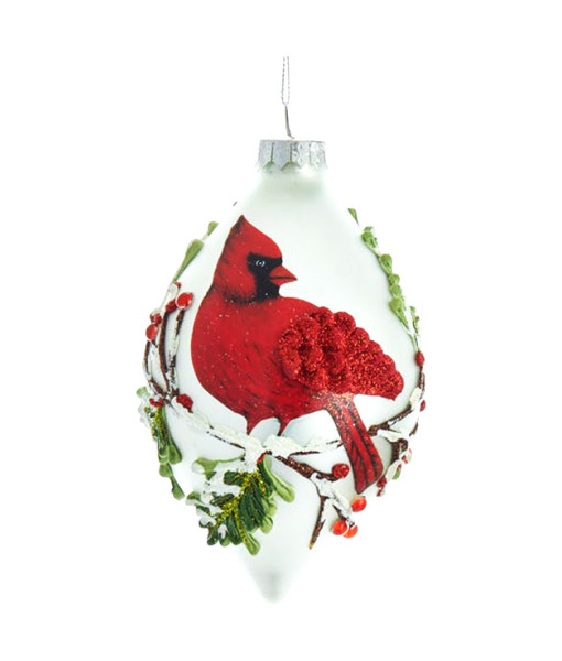 Glass ornament, tear drop style,  Cardinal