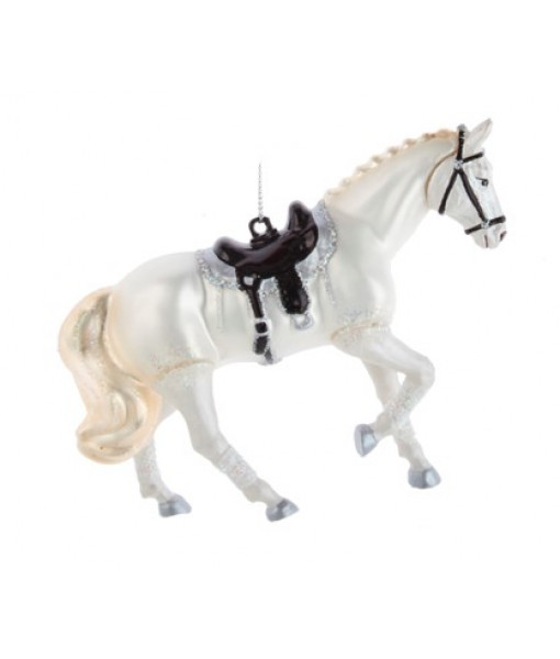 White Horse Glass Ornament