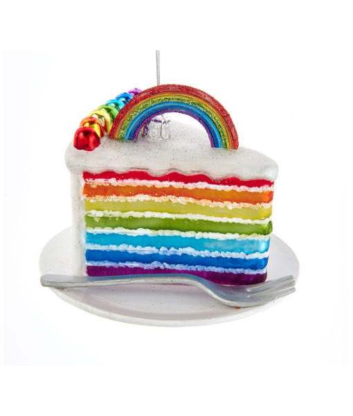 Rainbow Cake Glass Ornament