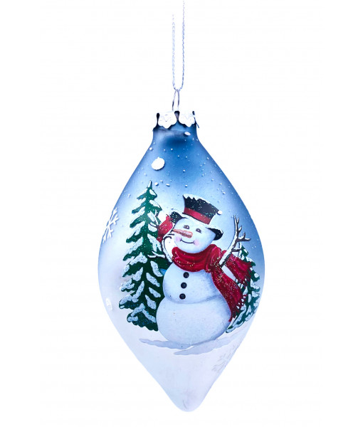 Snowman Finial Glass Ball Ornament