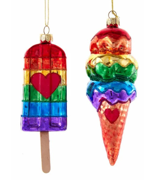 Glass Ornament, Gay Pride icicle