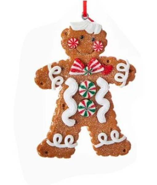 Ornement, garçon en pain d’épice avec des boutons à la menthe poivrée