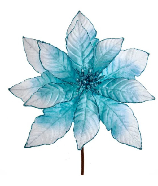 Blue Poinsettia Pick