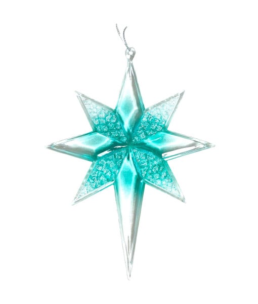 Ornement en étoile à multiples pointes turquoise et transparente