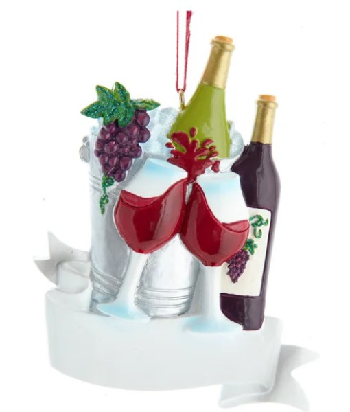 Party Time, with Wine and Glasses, tree ornament