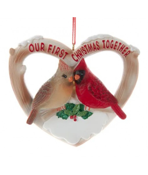 Cardinal Couple ''Our First Christmas'' Ornament