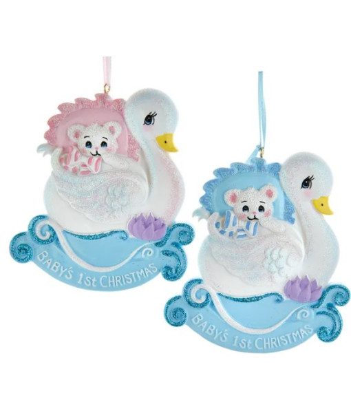 ''Baby's 1st Christmas'' Blue Swan Ornament