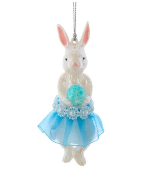 Ornament, rabbit in blue fabric tutu.
