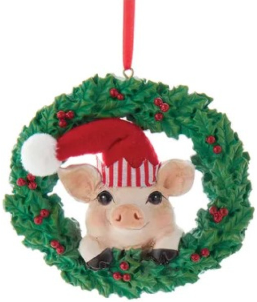 Pig in Wreath Ornament