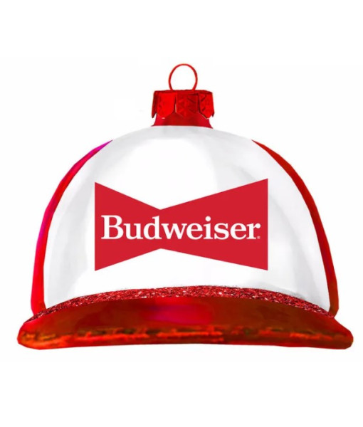 Resin ornament, Red and White Budweiser Hat