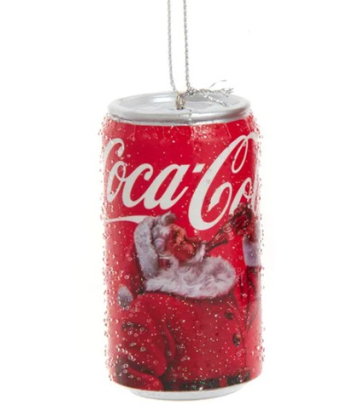 Ornement, canette givrée de Coca Cola avec le Père Noël traditionnel