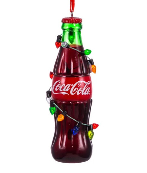 Ornament, Coke bottle with string of xmas lights