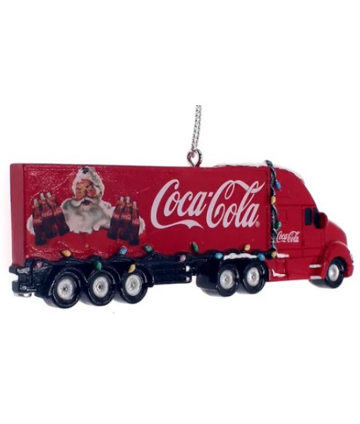 Ornement, rouge Coca-Cola 18 roues, avec motif Père Noël