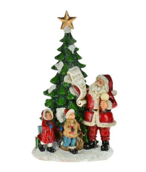 Santa and Children, beside Xmas Tree, 12