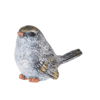 Oiseau des bois en argent et or, déco d'étagère. Mesure 5 cm.