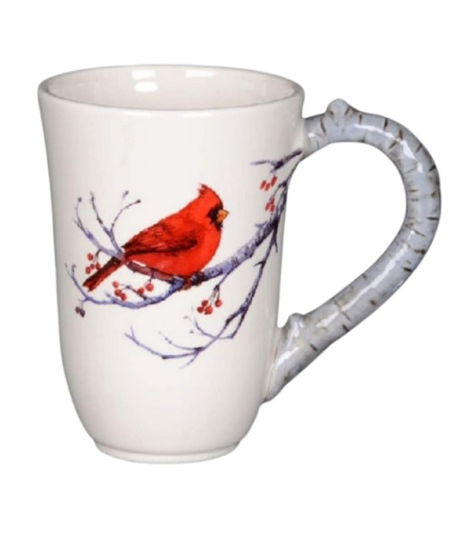 Ceramic Mug, white, with Red Cardinal, 5