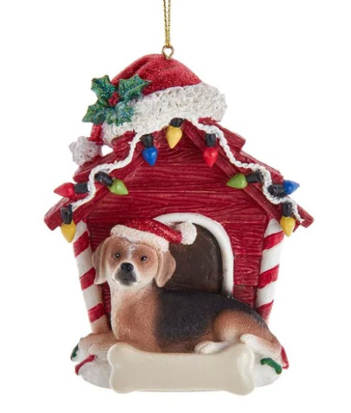 Beagle ornament with doghouse