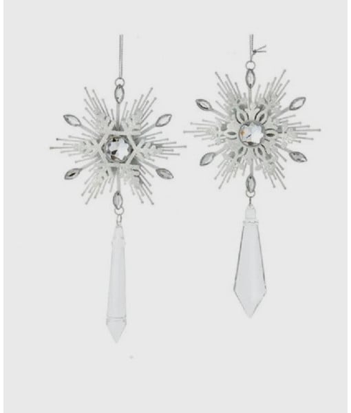 Ornement flocon de neige blanc tournant (1 pièce)