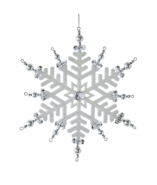 Ornement flocon de neige blanc et argenté