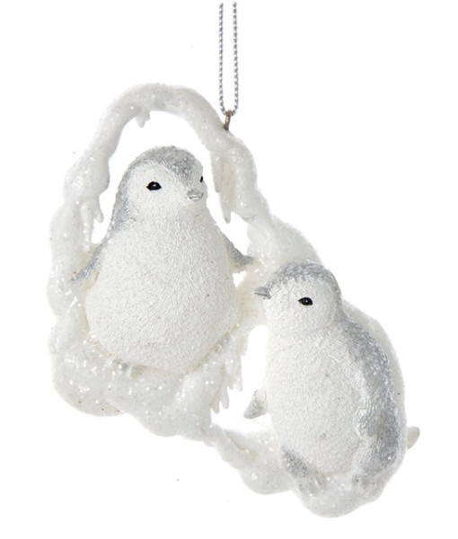 Ornament,  silver and white penguins