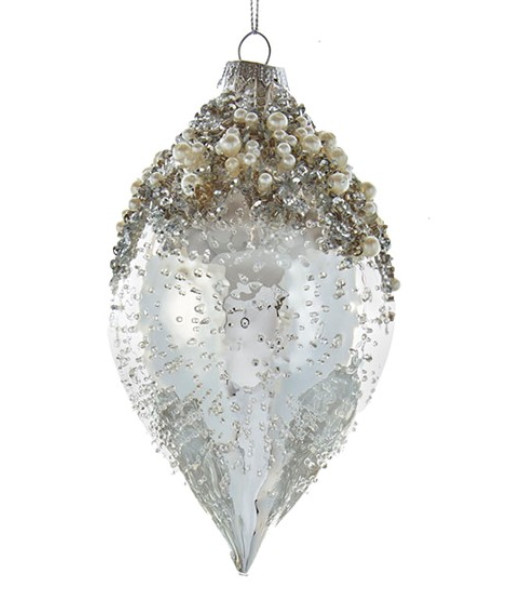 Finial Glass ornament, Silver and Ice design