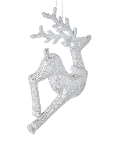 Ornament, Glittering silver stag with neck scarf