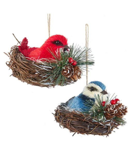 Blue Jay in Nest Ornament