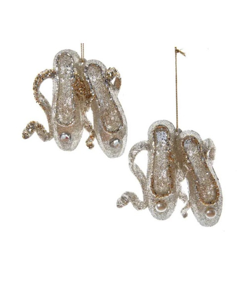 Ornament, silver sparkling ballet shoes