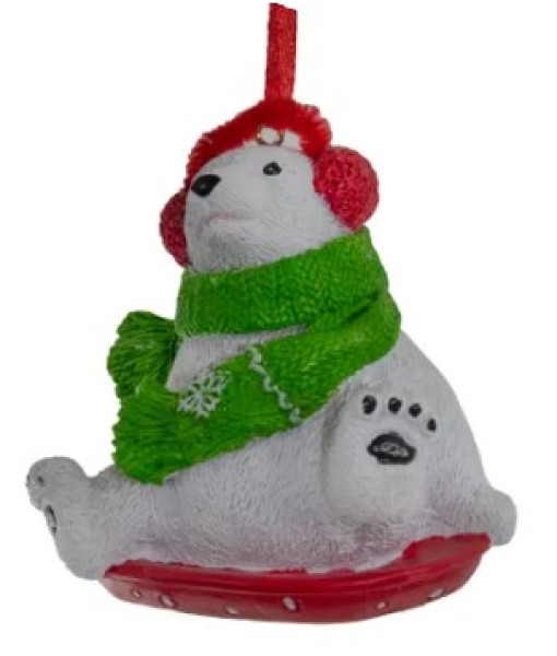 Polar Bear with Green Scarf Ornament