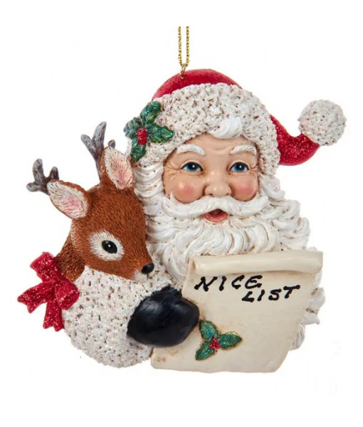 Santa Holding a Nice List Ornament