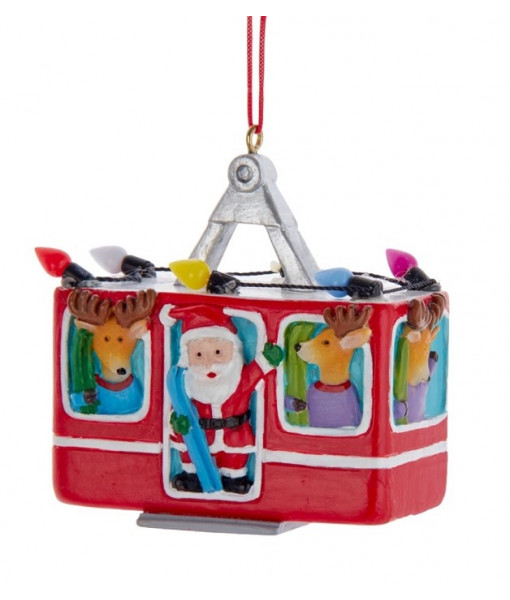 Ornament, Santa in a Ski Gondola