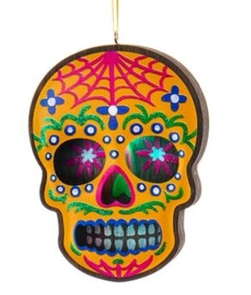 Day of the Dead Yellow Skull Ornament