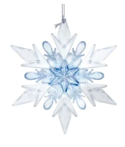 Ornement de flocon de neige bleu et transparent