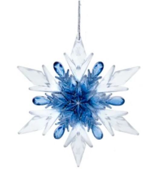 Ornement de flocon de neige bleu et transparent