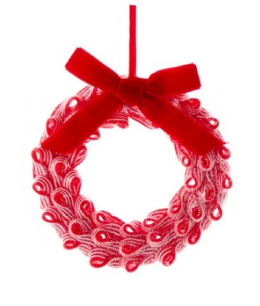 Tree Ornament, Red Peppermint Wreath
